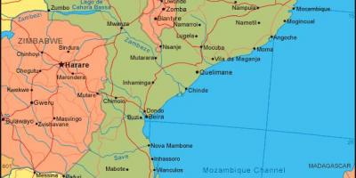 Kart over kysten av Mosambik