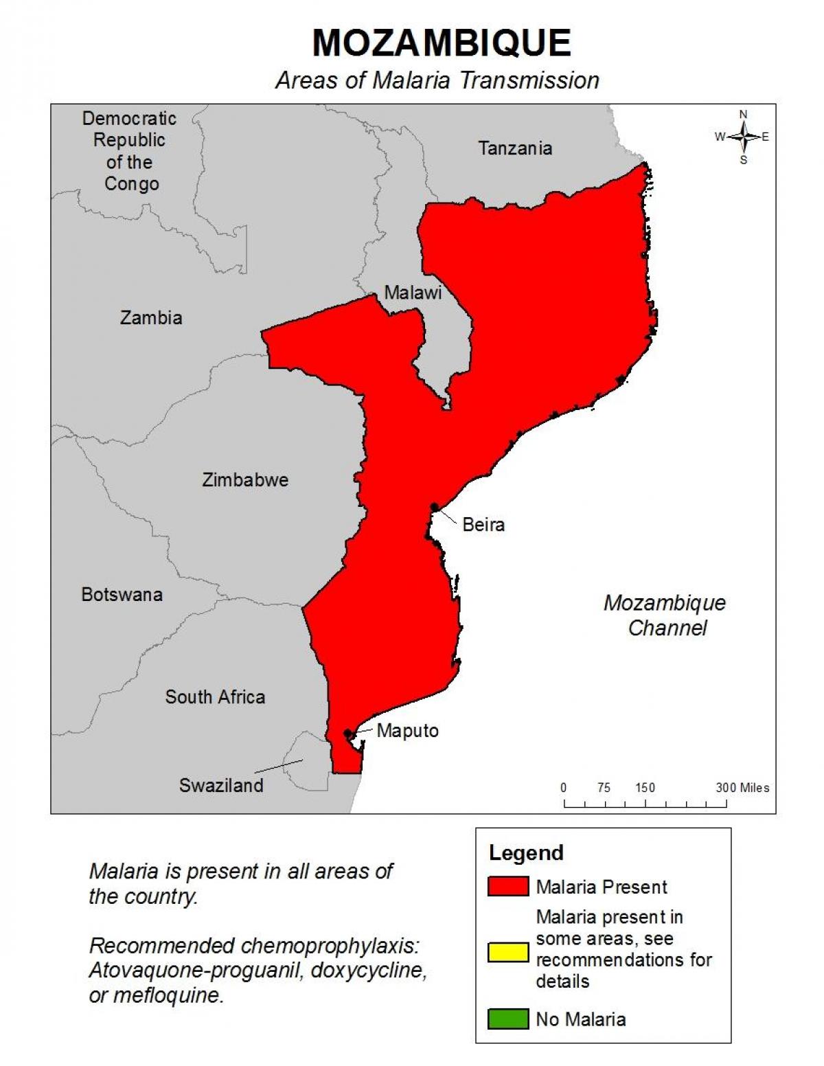 kart av Mosambik malaria