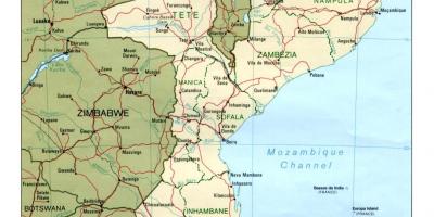 Kart av Mosambik detaljert kart