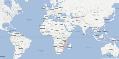 Mosambik på et verdenskart